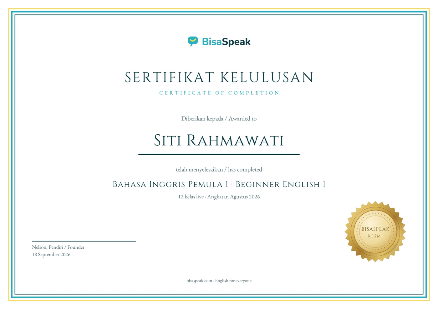 Contoh sertifikat
